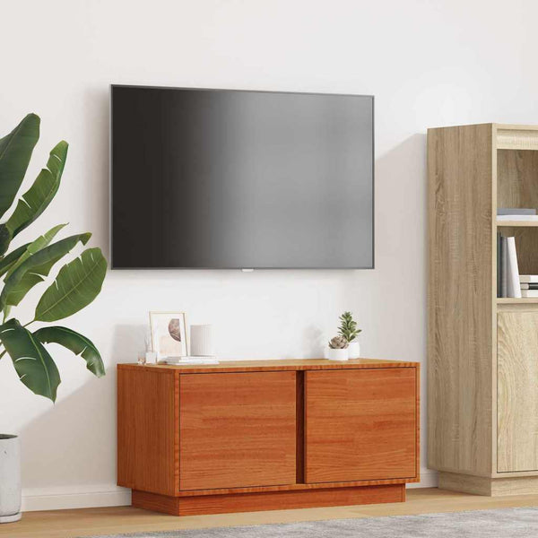 TV-Schrank Wachsbraun Kiefer Massivholz 80cm