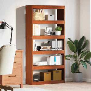 vidaXL Bookcase Waxed Brown 80 x 30 x 167.5 cm Solid Pine Wood