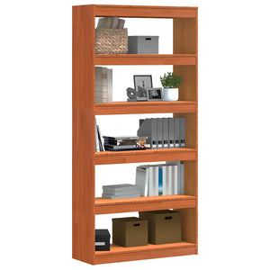 vidaXL Bookcase Waxed Brown 80 x 30 x 167.5 cm Solid Pine Wood