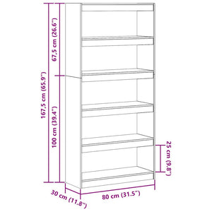 vidaXL Bookcase Waxed Brown 80 x 30 x 167.5 cm Solid Pine Wood