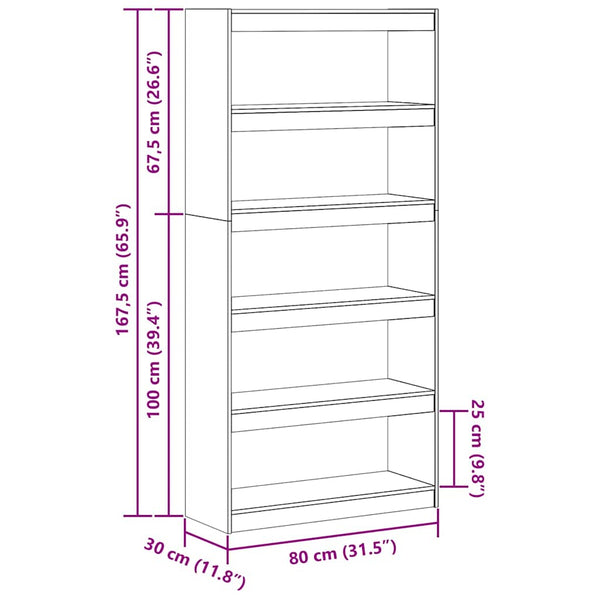 vidaXL Bookcase Waxed Brown 80 x 30 x 167.5 cm Solid Pine Wood