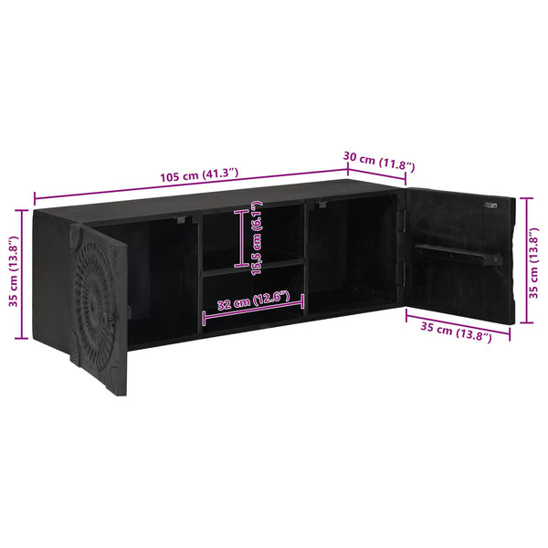 TV-Schrank Schwarz mit Regal 105 cm