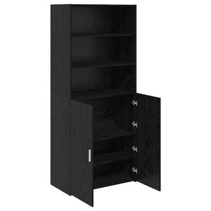 Highboard Schwarz Eichenoptik 185 cm