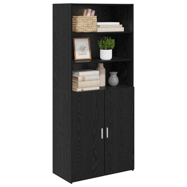 Highboard Schwarz Eichenoptik 185 cm