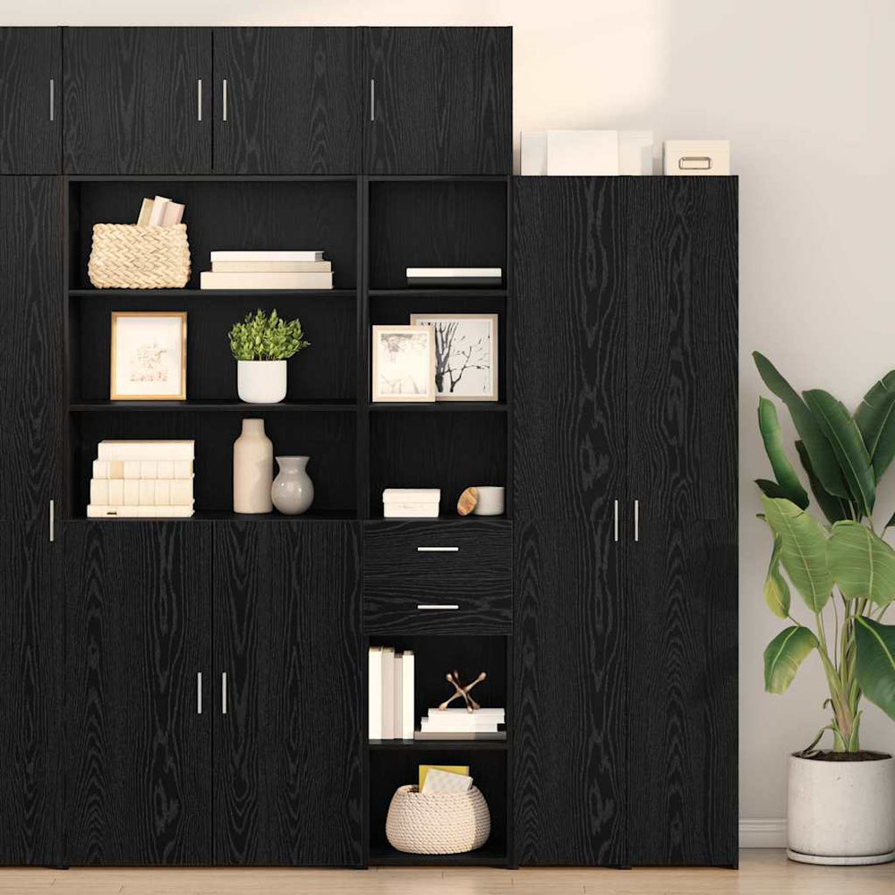 Highboard Schwarz Eichenoptik 185 cm