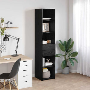 Highboard Schwarz Eichenoptik 185 cm
