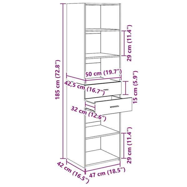 Highboard Artisan Eiche 50x42,5x185cm