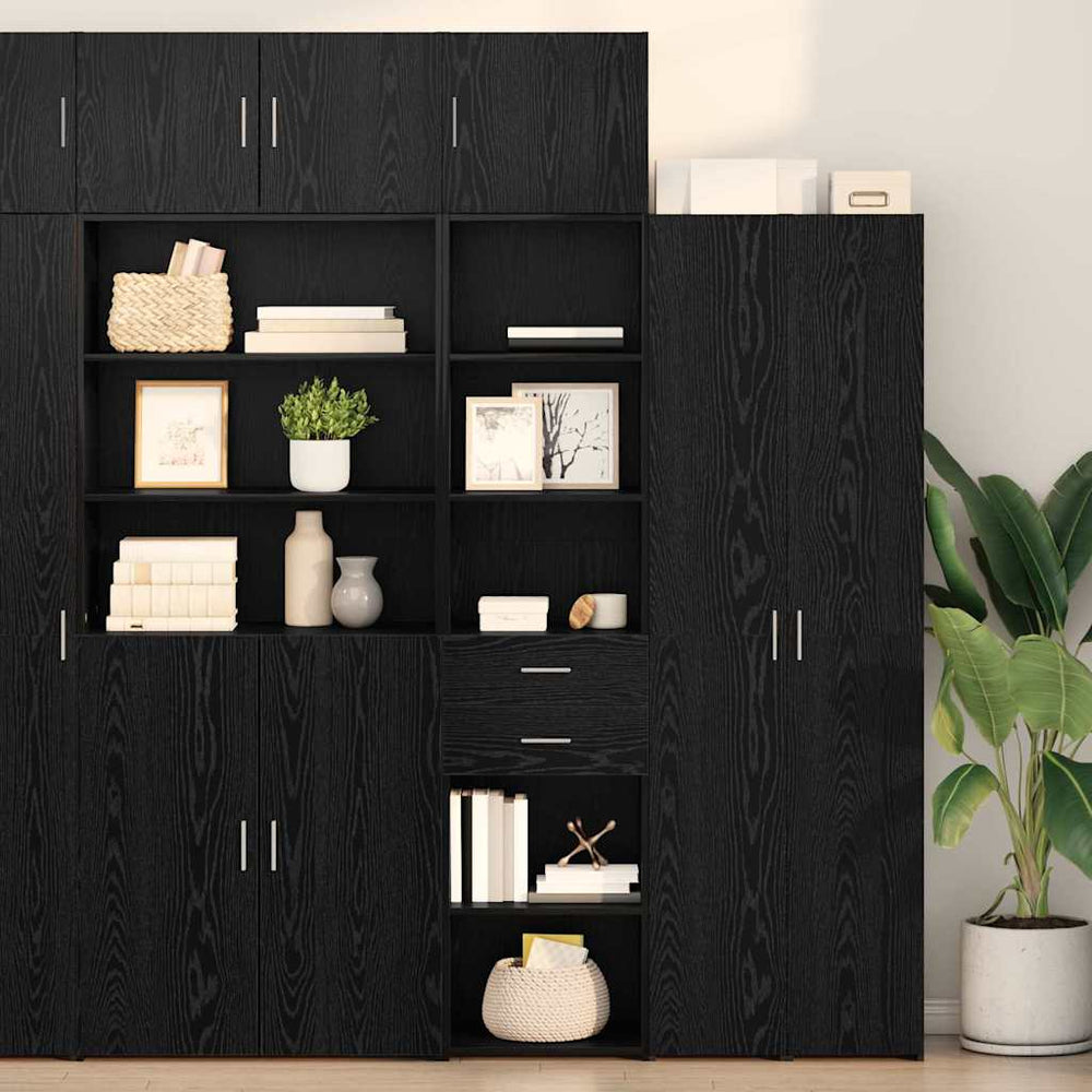 Highboard Schwarz Eichenoptik, 185 cm hoch