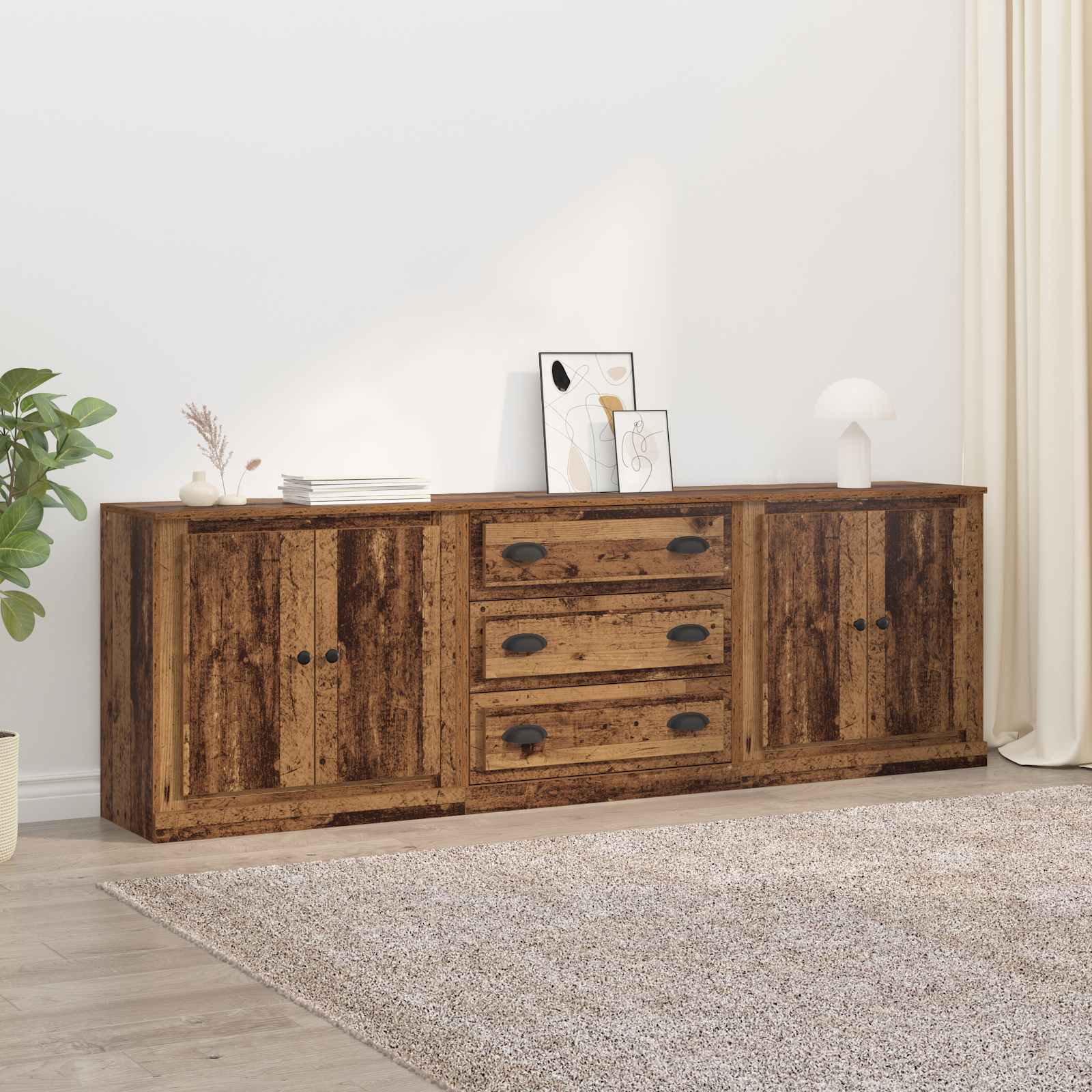 Sideboard Set 3-teilig Altholz 210 cm