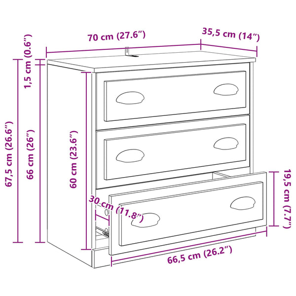 Sideboard Set 3-teilig Altholz 210 cm