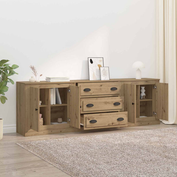 Sideboards 3er Set Artisan-Eiche 210 cm