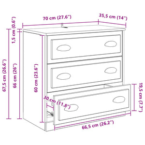Sideboards 3er Set Artisan-Eiche 210 cm