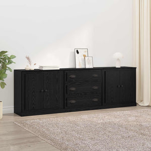Sideboards 3er Set, Schwarze Eiche, 210 cm