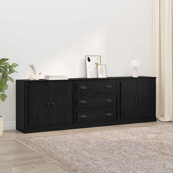 Sideboards 3er Set, Schwarze Eiche, 210 cm