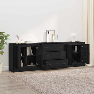 Sideboards 3er Set, Schwarze Eiche, 210 cm