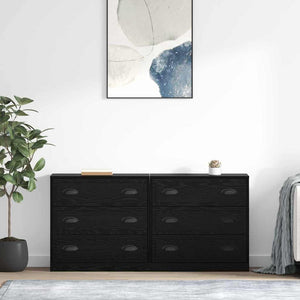 Sideboards 2er Set Schwarz Eiche