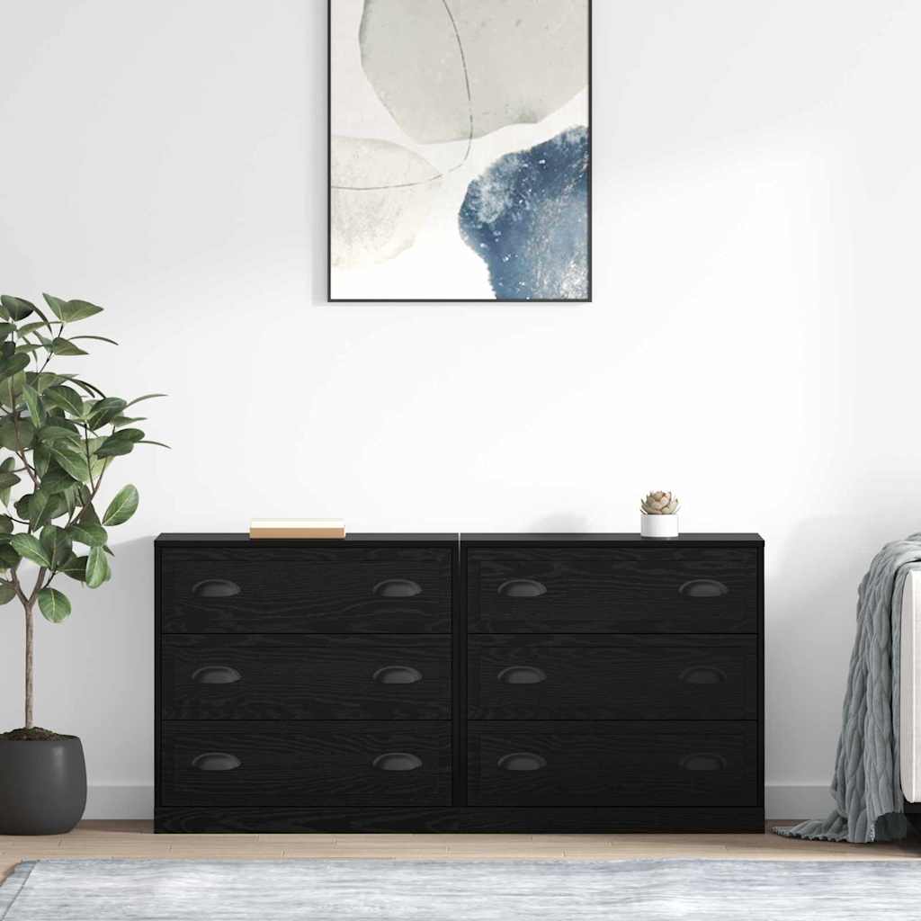 Sideboards 2er Set Schwarz Eiche