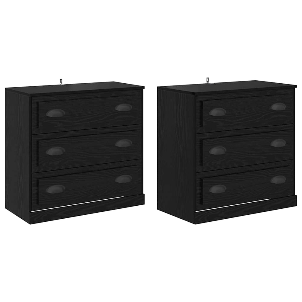 vidaXL Sideboards 2 pcs Black Oak Look 70 x 35.5 x 67.5 cm