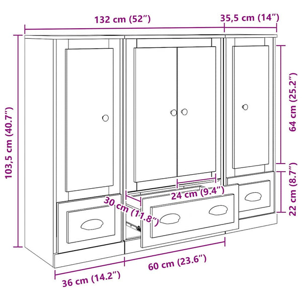 Highboard mit Schubladen Altholz-Optik