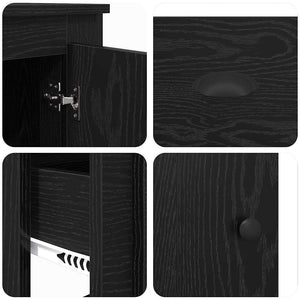 Highboard 3er Set Schwarz Eichenoptik