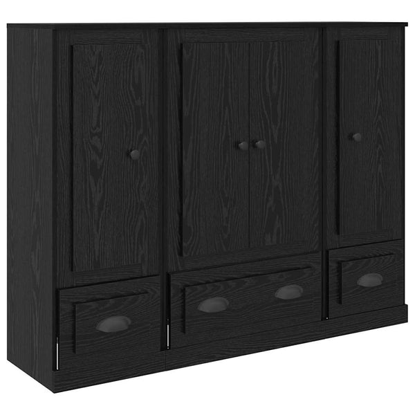 Highboard 3er Set Schwarz Eichenoptik