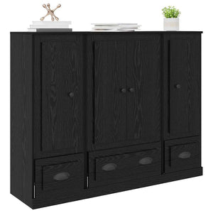 Highboard 3er Set Schwarz Eichenoptik