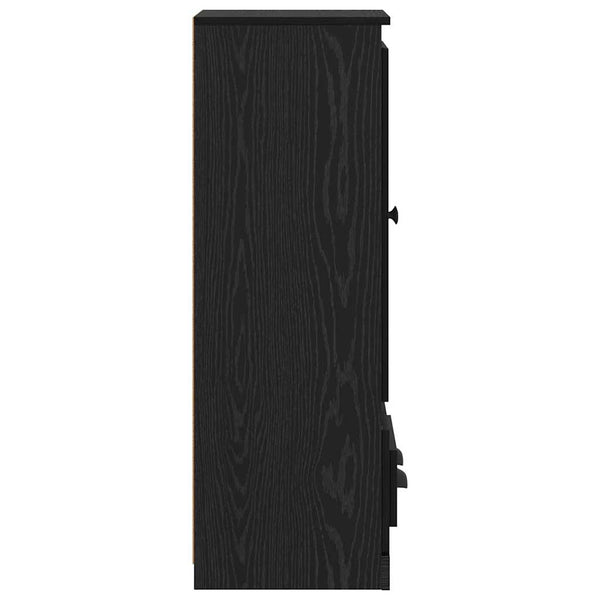 Highboard 3er Set Schwarz Eichenoptik