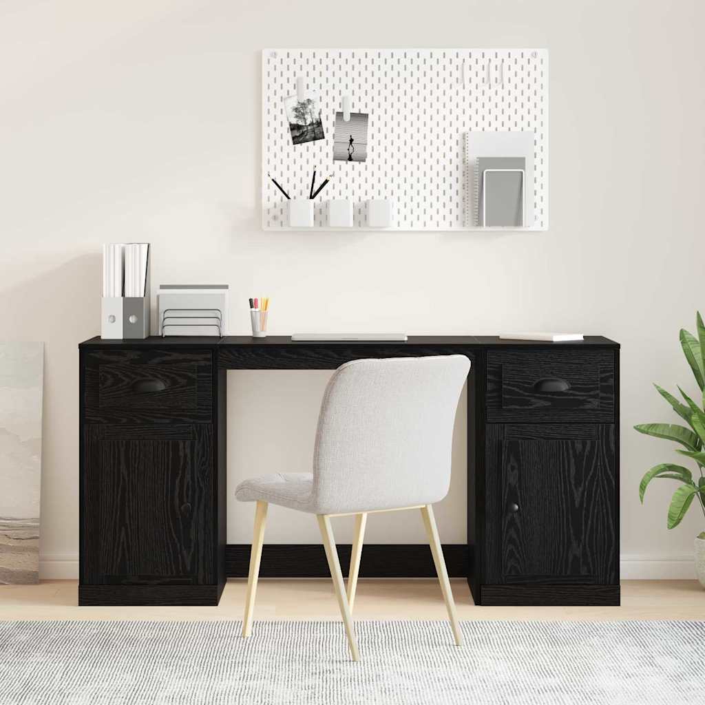Schreibtisch mit Schrank Schwarz Eichen-Optik