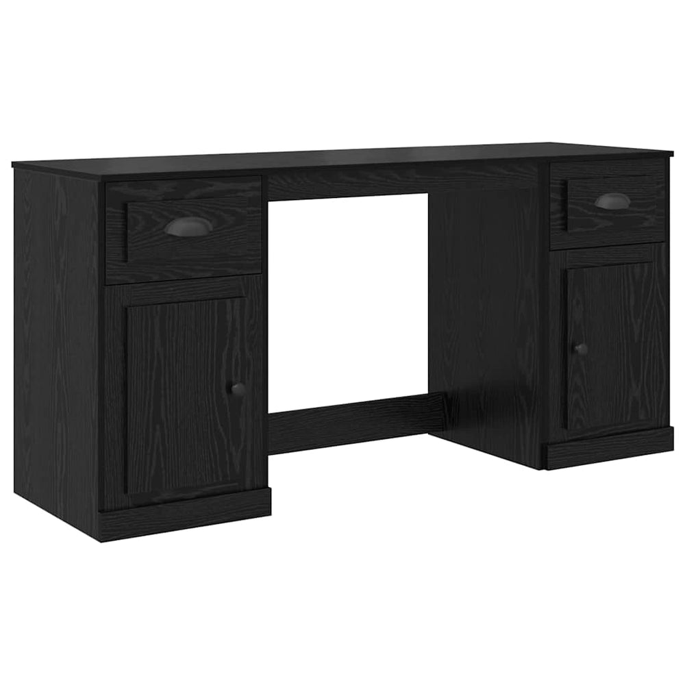 Schreibtisch mit Schrank Schwarz Eichen-Optik
