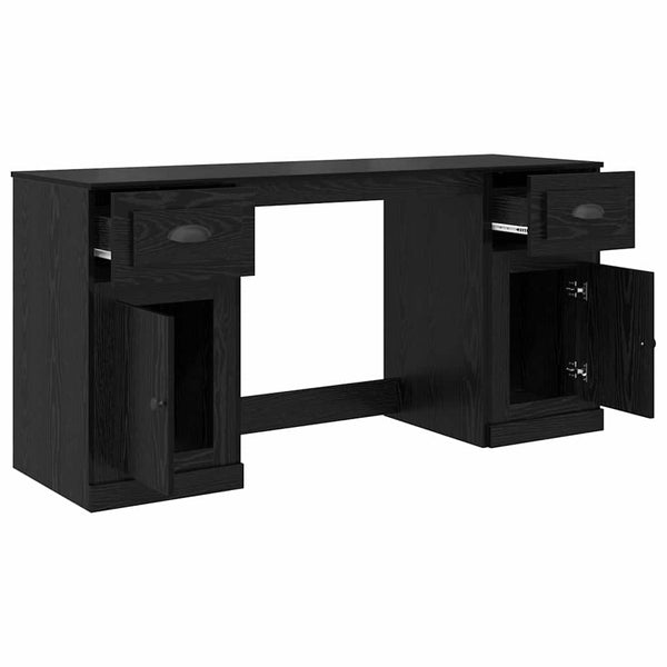 Schreibtisch mit Schrank Schwarz Eichen-Optik