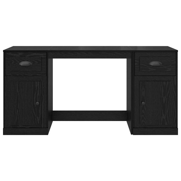 Schreibtisch mit Schrank Schwarz Eichen-Optik