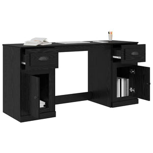 Schreibtisch mit Schrank Schwarz Eichen-Optik