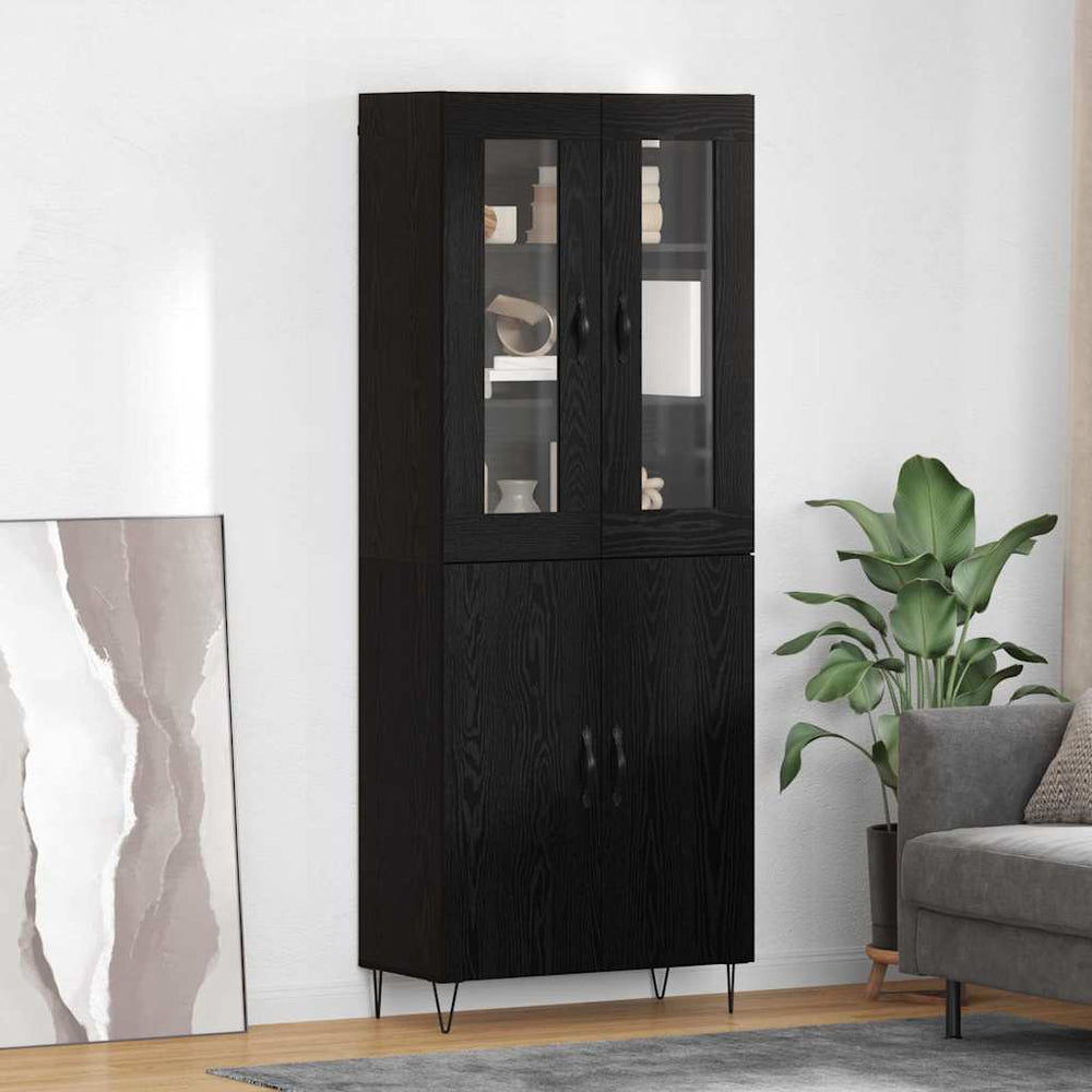 Highboard Weiß & Schwarz Eiche 180cm