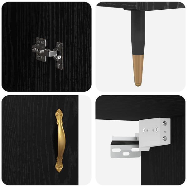 Highboard Schwarz Eichenoptik 69,5 cm