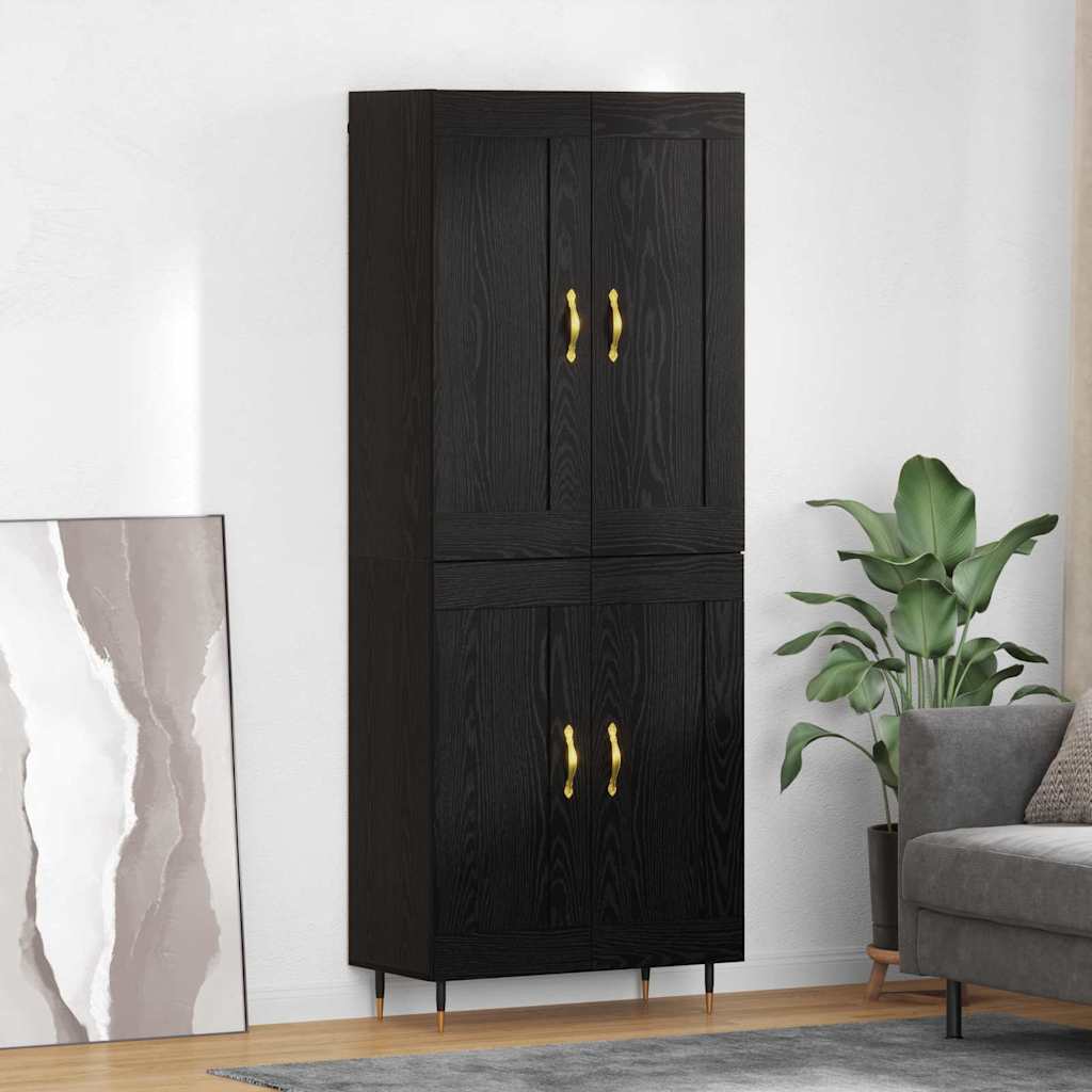 Highboard Schwarz Eichenoptik 69,5 cm