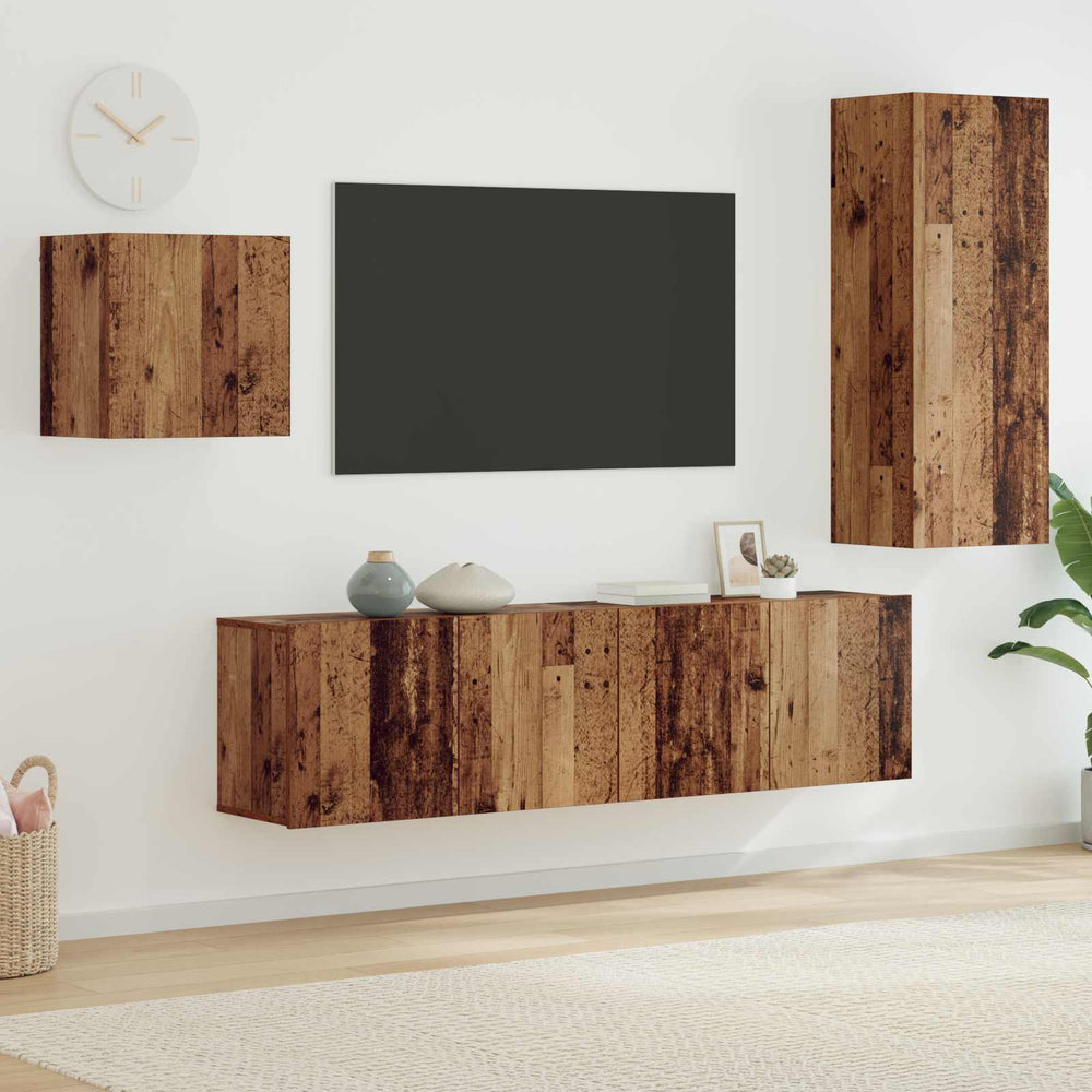 Wandmontierter TV-Schrank Altholz