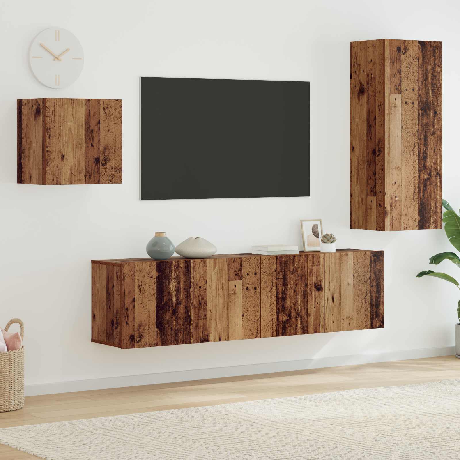vidaXL Meubles TV muraux 4 pcs Bois de récupération Bois d'ingénierie