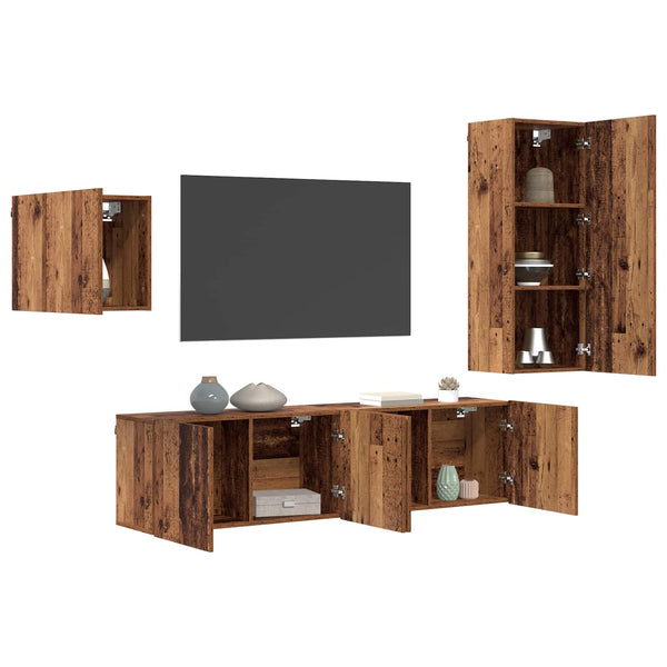 vidaXL Meubles TV muraux 4 pcs Bois de récupération Bois d'ingénierie