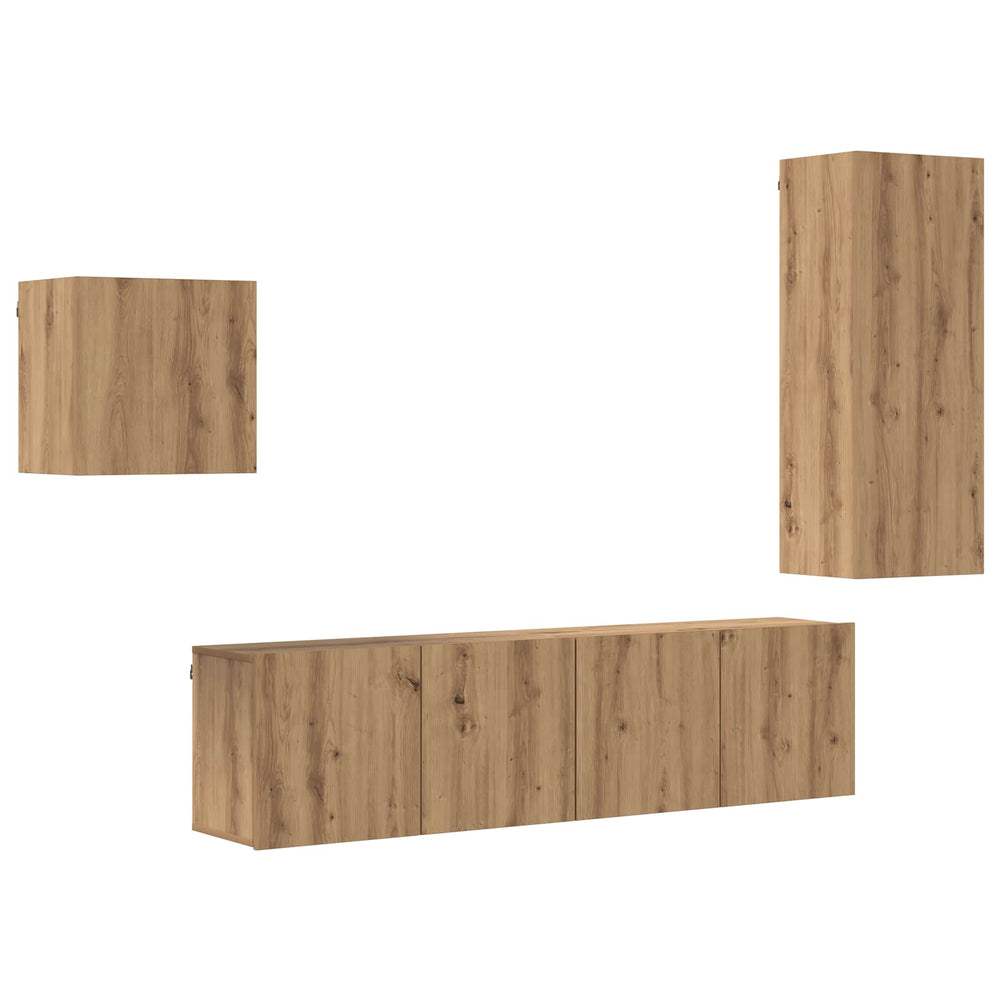 Wandmontierter TV-Schrank Artisan-Eiche, 4-teilig