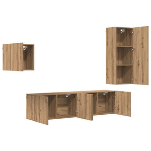 Wandmontierter TV-Schrank Artisan-Eiche, 4-teilig