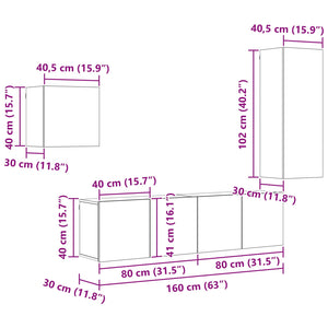 Wandmontierter TV-Schrank Artisan-Eiche, 4-teilig