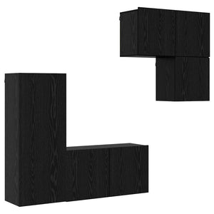TV-Schrank 4er Set Schwarz Eichenoptik