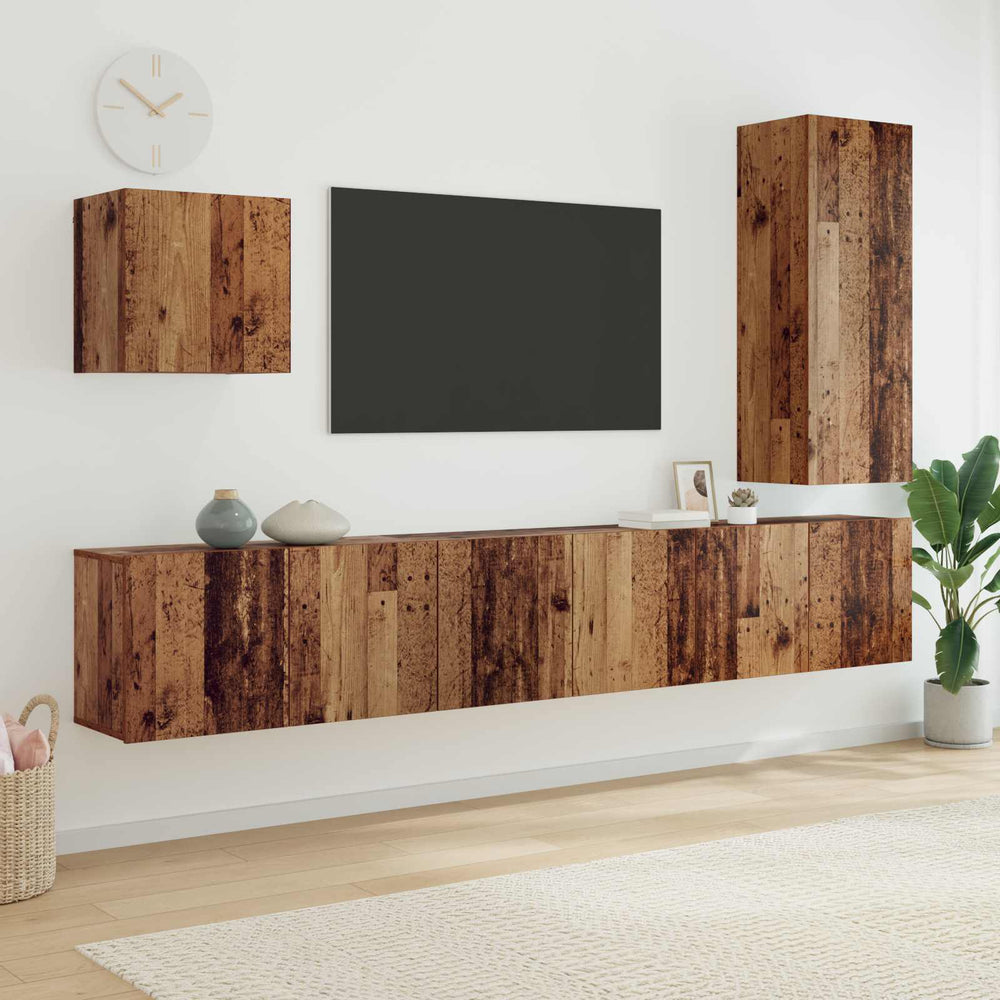 TV-Wandmöbel Set 5-teilig Altholz