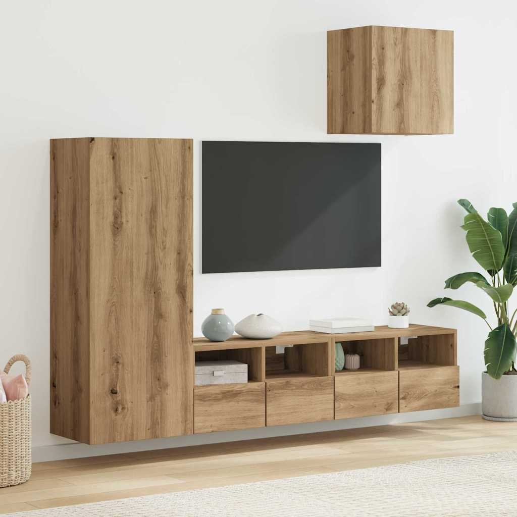 TV-Wandregal Set, Artisan-Eiche