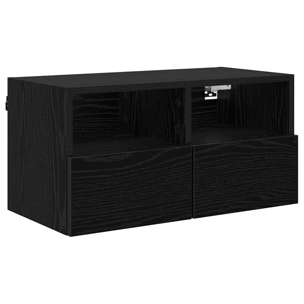 TV-Wandgeräte 4er Set Schwarz Eiche Optik