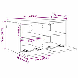 TV-Wandgeräte 4er Set Schwarz Eiche Optik