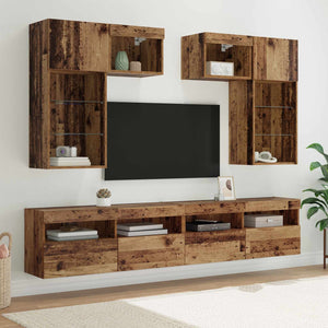TV-Wandgeräte Schwarz Eichenoptik 6-teilig