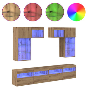 TV-Wandregal mit LED Altholz Optik