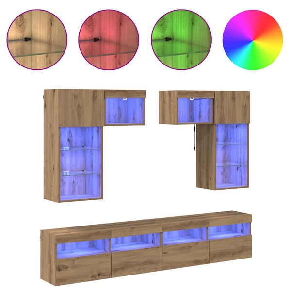 TV-Wandregal mit LED Altholz Optik