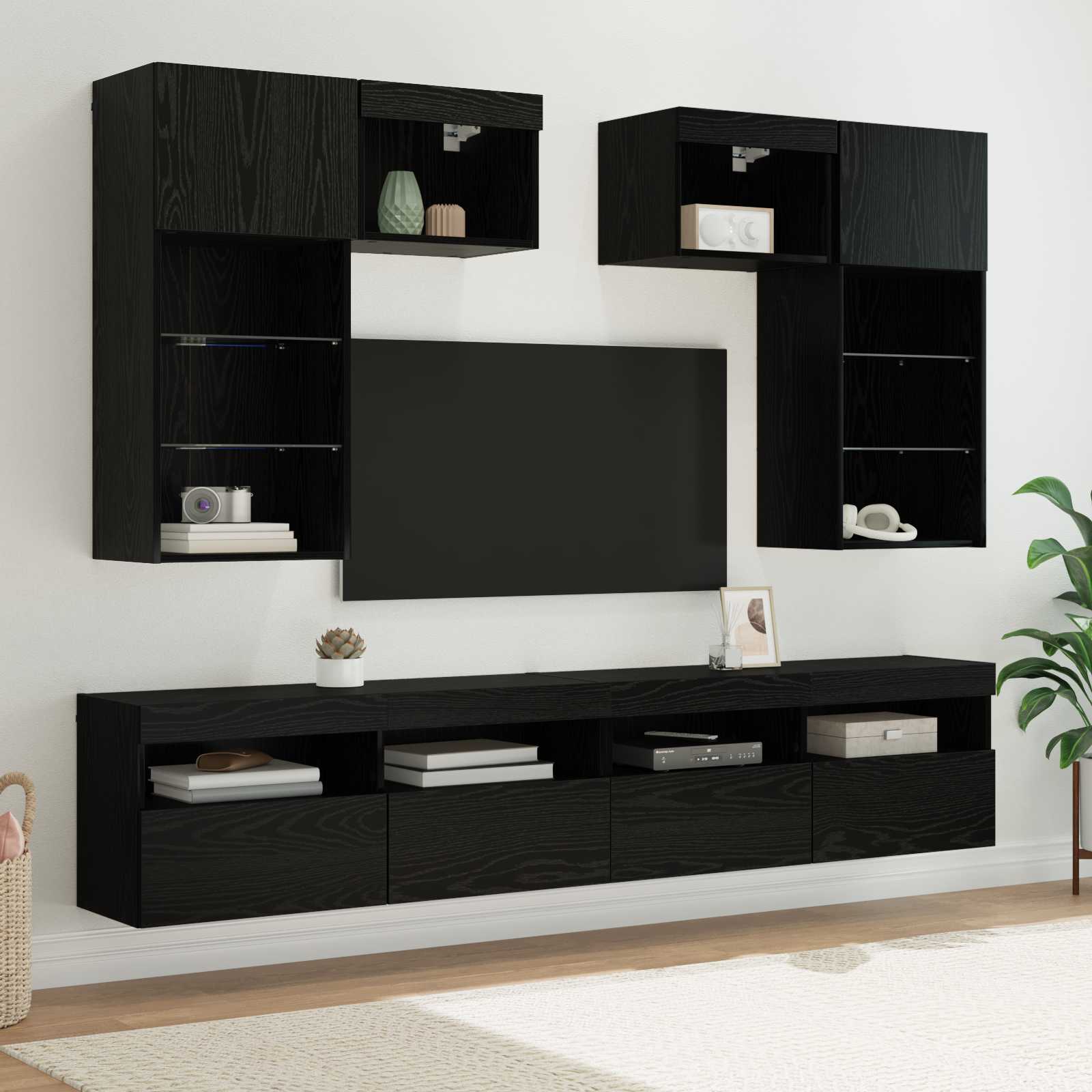 TV-Wandregal Set, Artisan Eiche, 6-teilig
